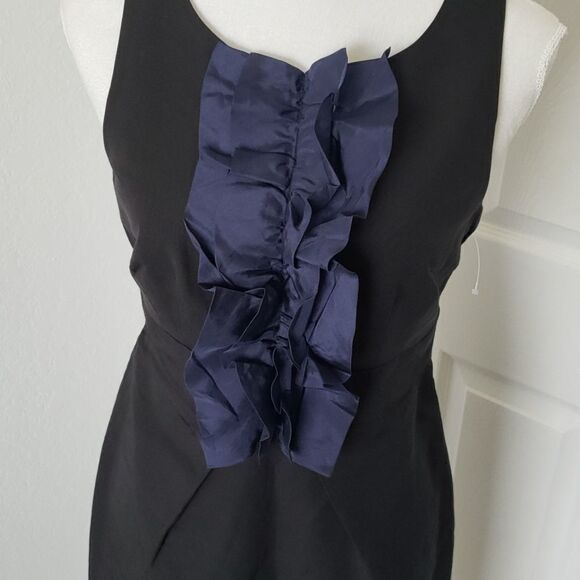 ANTHROPOLOGIE Leifsdottir Black Blue Ruffles Mini Dress - Picture 3 of 16
